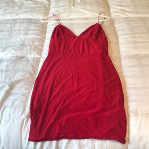 Ayishah Red Slinky Strappy Plunge Bodycon dress